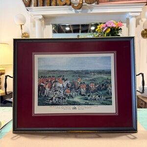 Framed Equestrian Art Print with Burgundy Mat